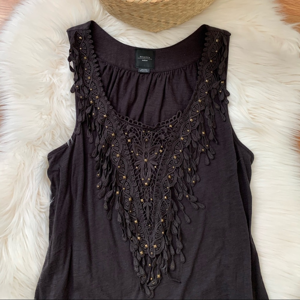 Anthropologie Deletta Tassel Top